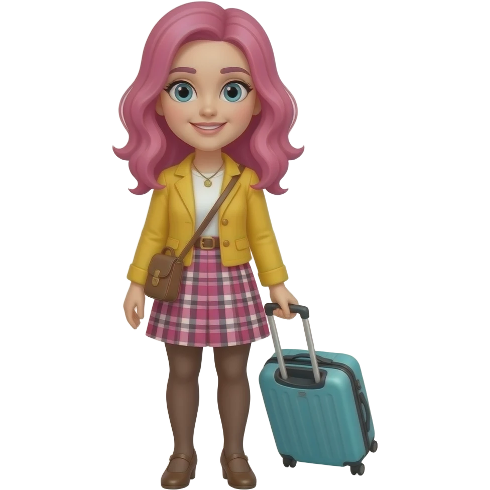 Funky Pink hair woman with suitcase emoji