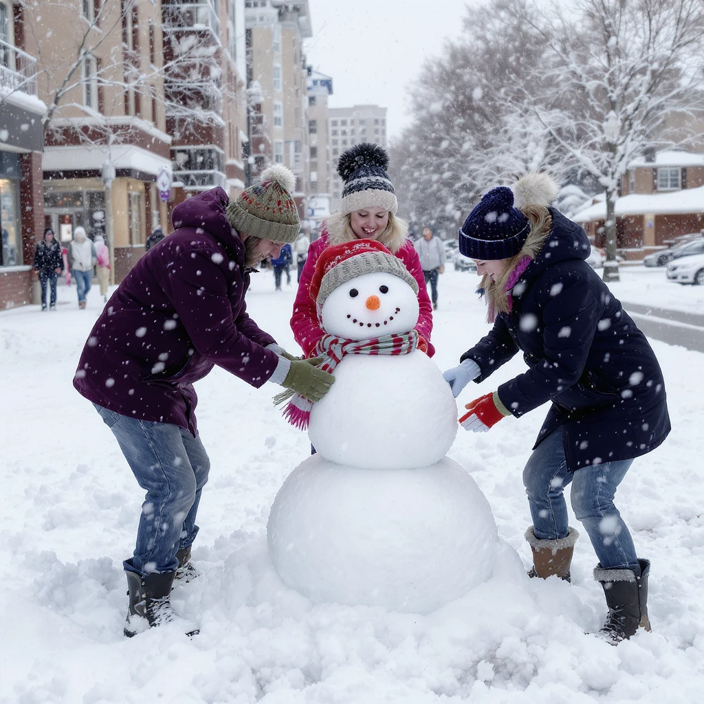 people making a snowman emoji