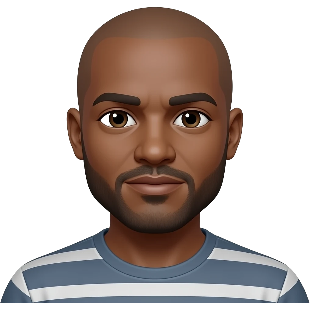 Bald headed black man with gray goatie emoji