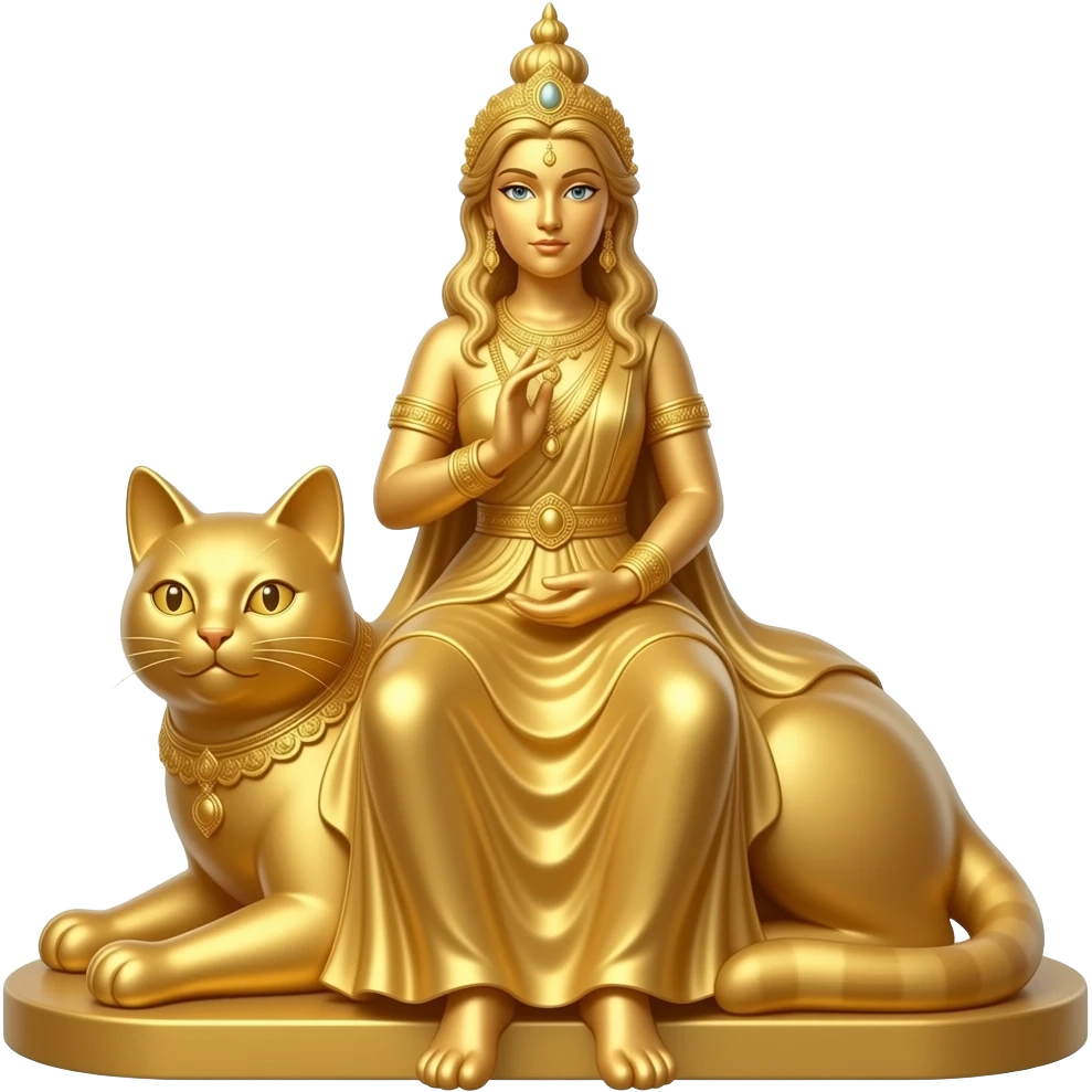 seating cat golden statue haughty goddess emoji