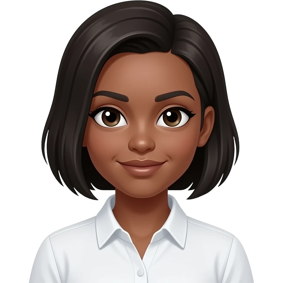 Dark masculine woman with short fade and white shirt with heart eyes emoji