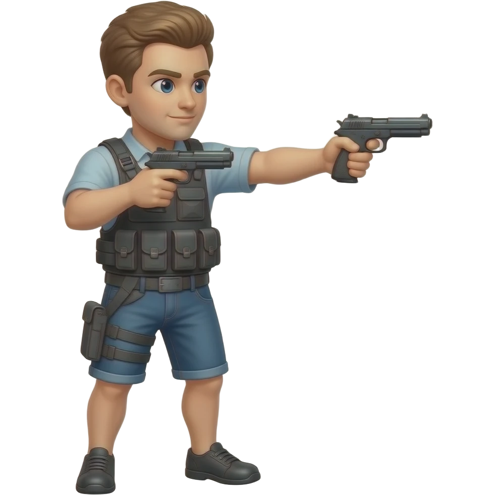 White guy shooting guns emoji