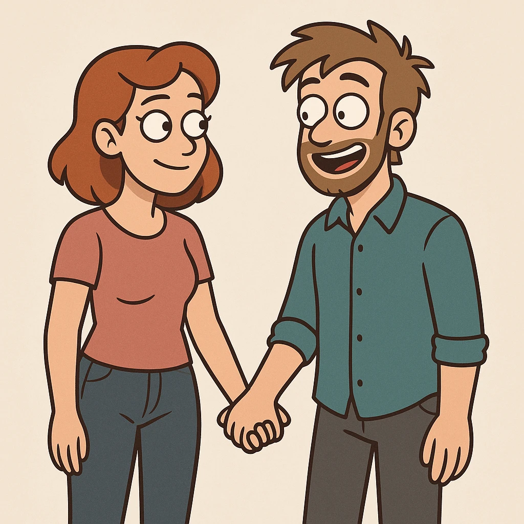 a couple holding hands, modern cartoon style emoji