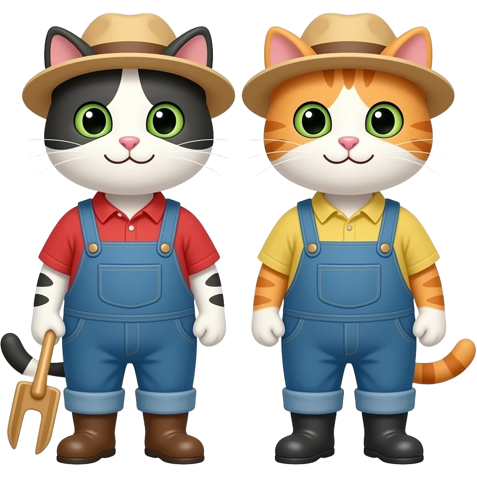 two happy cats farming emoji