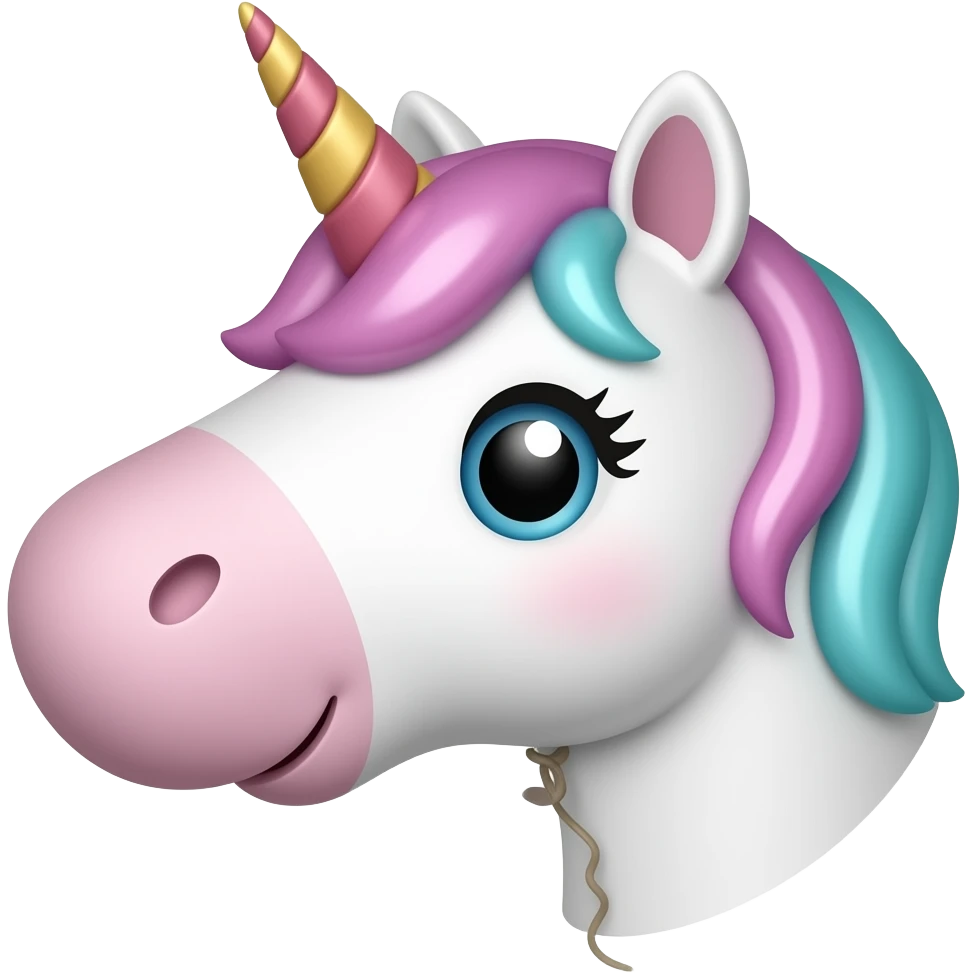 balloon on string shaped like a unicorn emoji