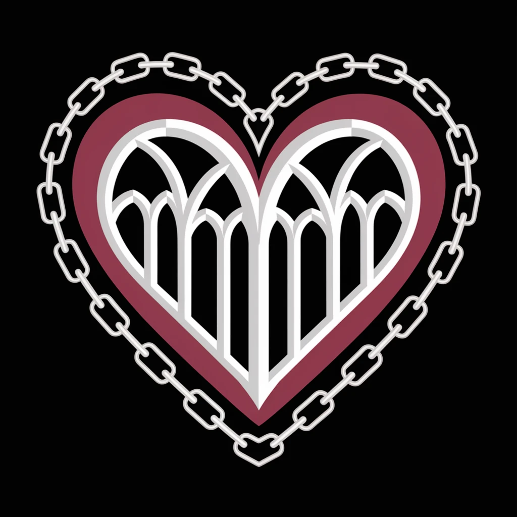 gothic heart with a silver chain border emoji