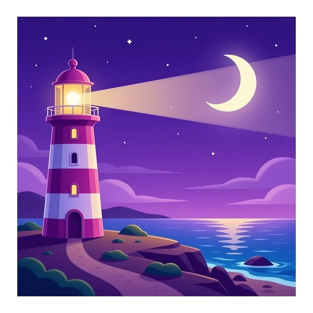 vibrant purple color light house emoji