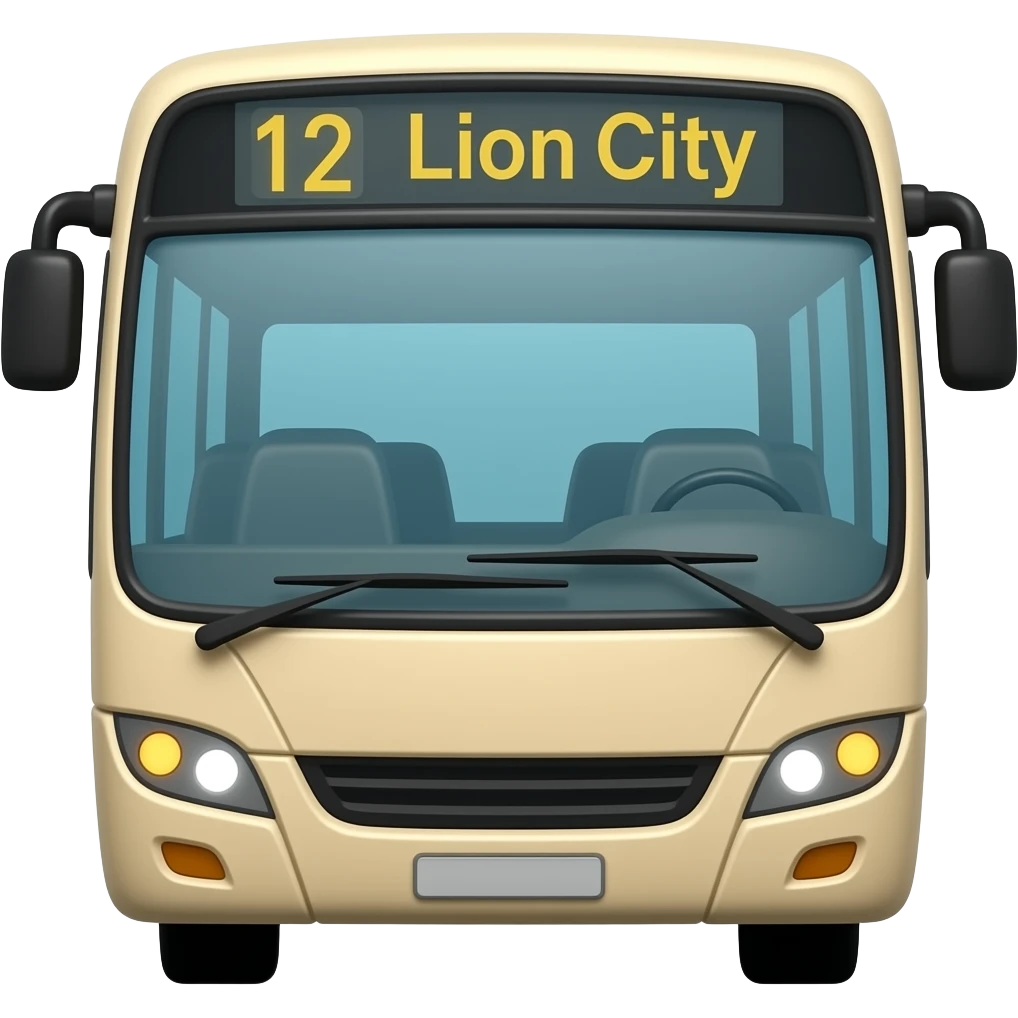 man lion's city 12 bus facing you emoji