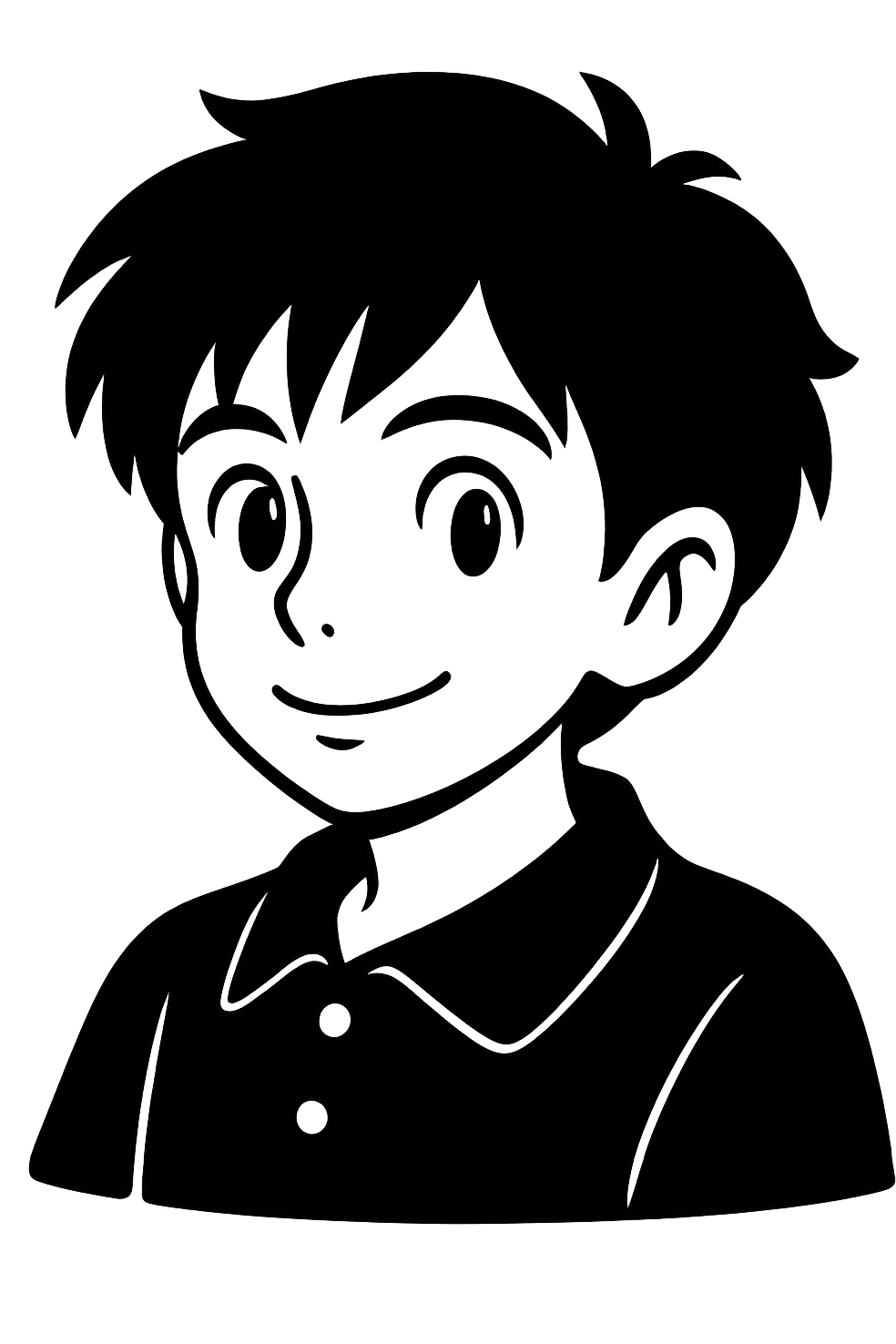 Adjust the aspect ratio to be taller than wide, keep the image in pure black and white, resembling a letter stamp style, in a studio Ghibli style illustration with a transparent background. emoji