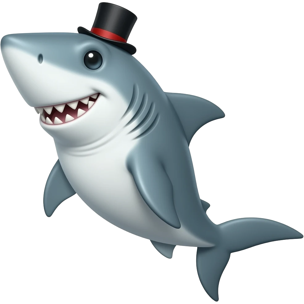 Shark with a top hat emoji