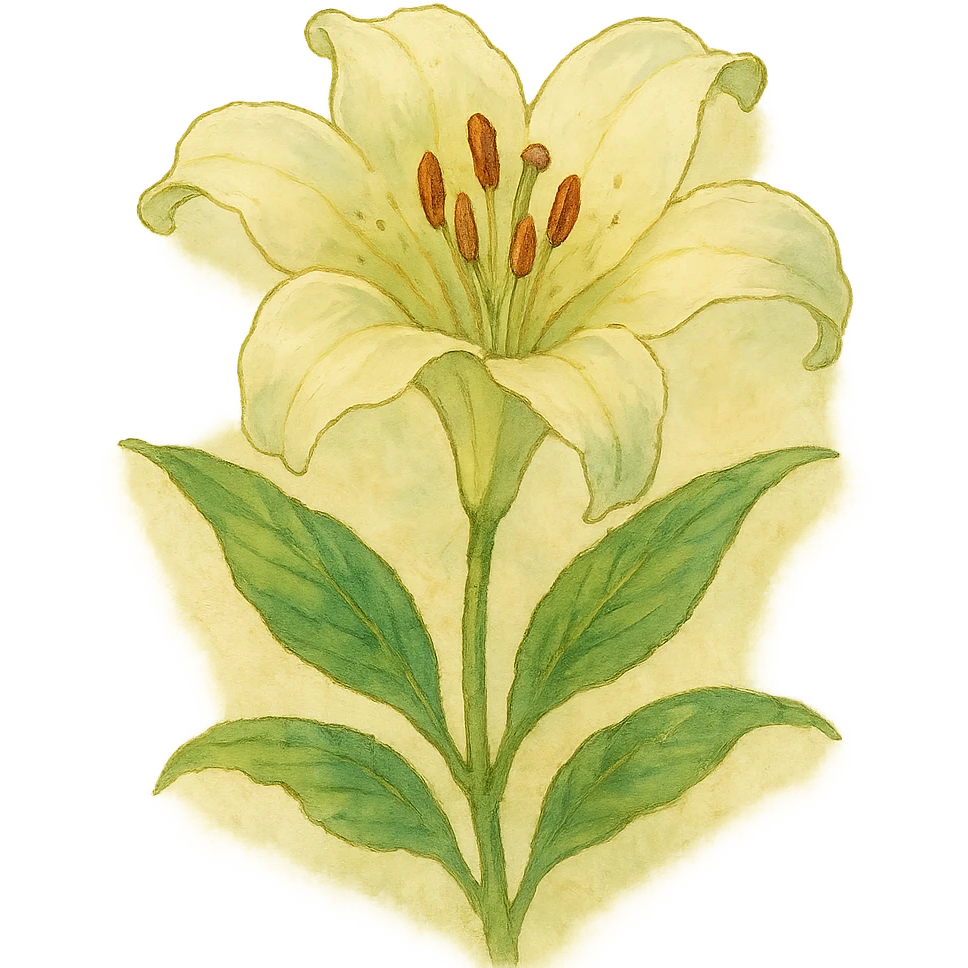 lily flower, natural colors, soft, fairy-like atmosphere, no background, square size emoji