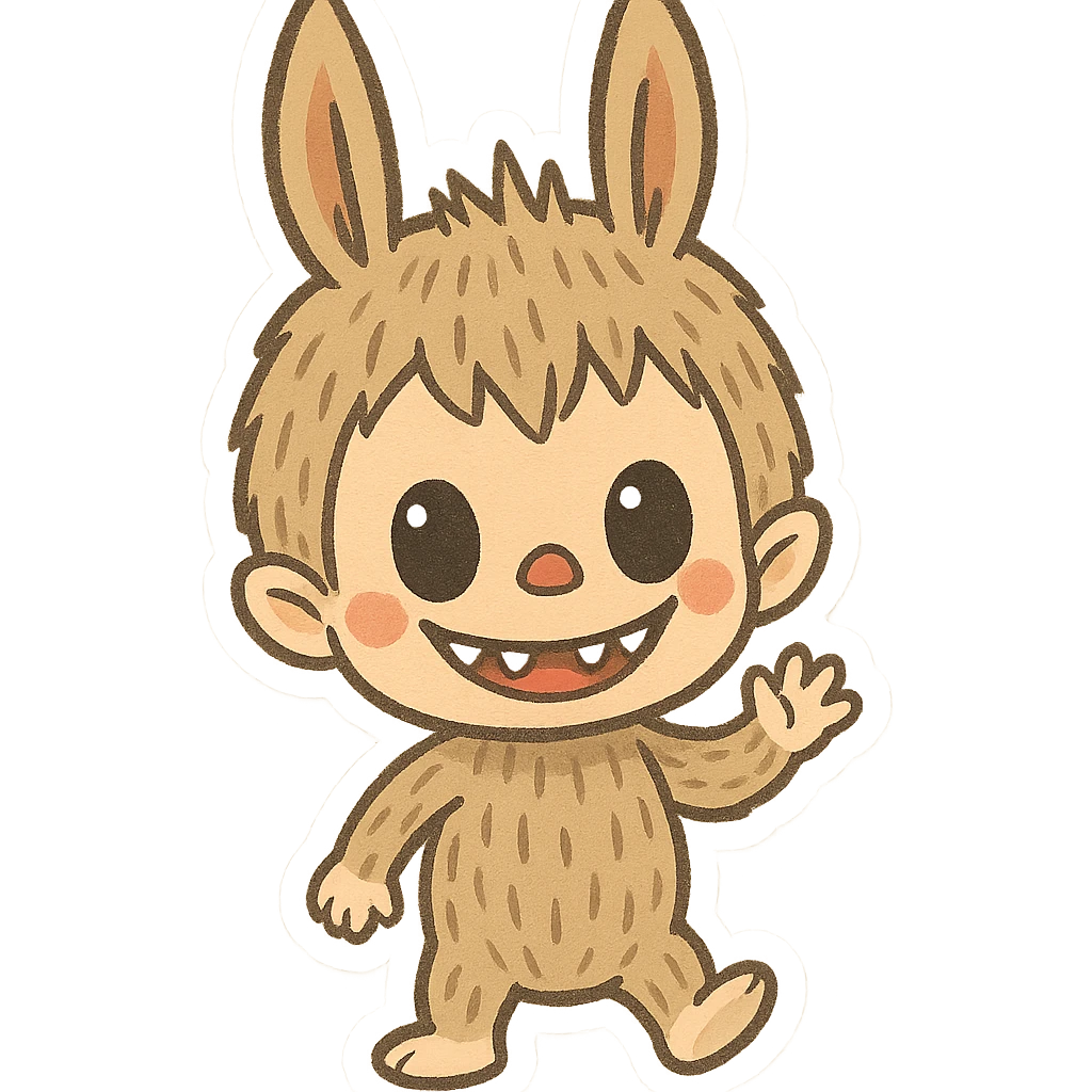Labubu character, playful and cute, full body, simple background emoji