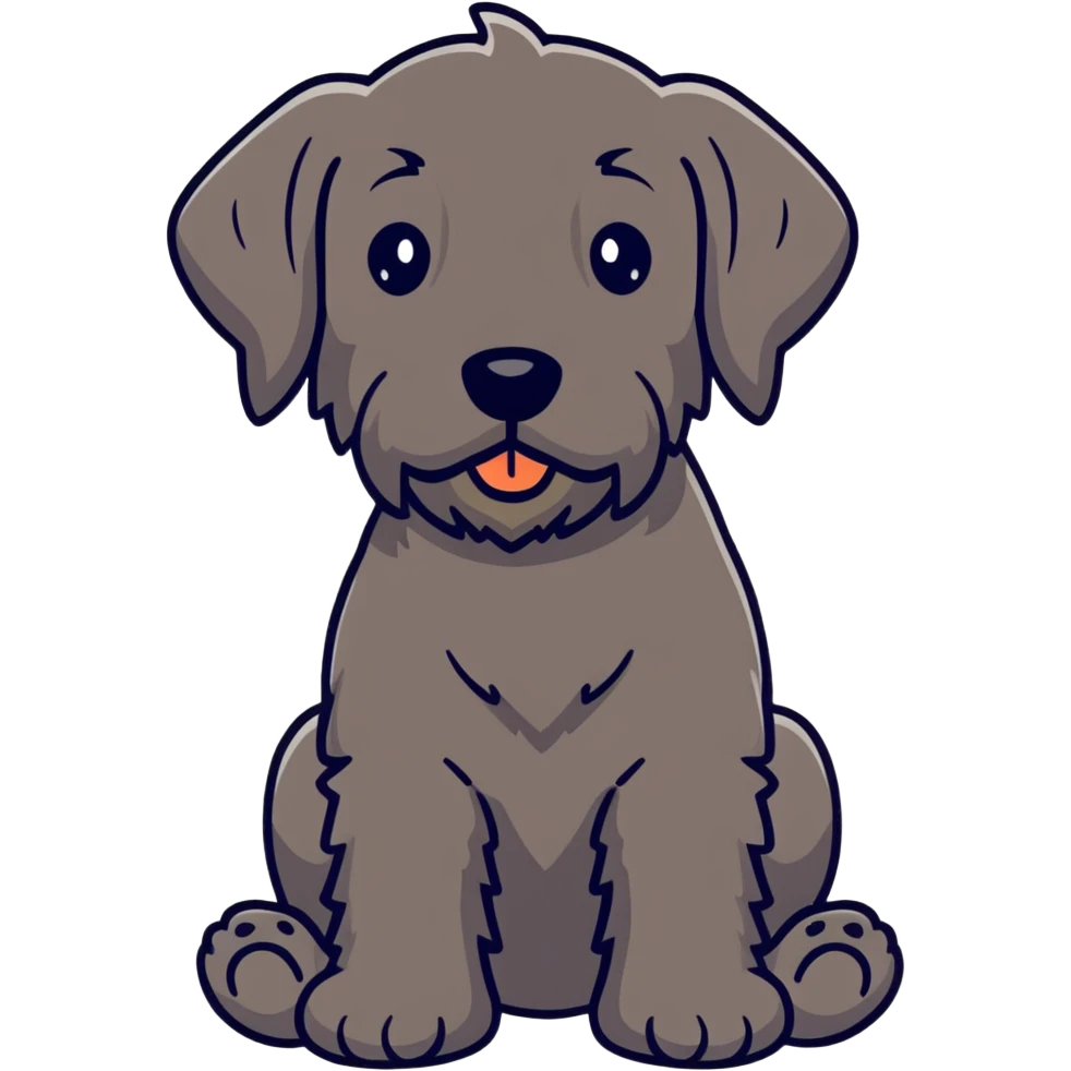 Fekete nagy szőrös orosz fekete terrier barna szemű fiú kutya emoji