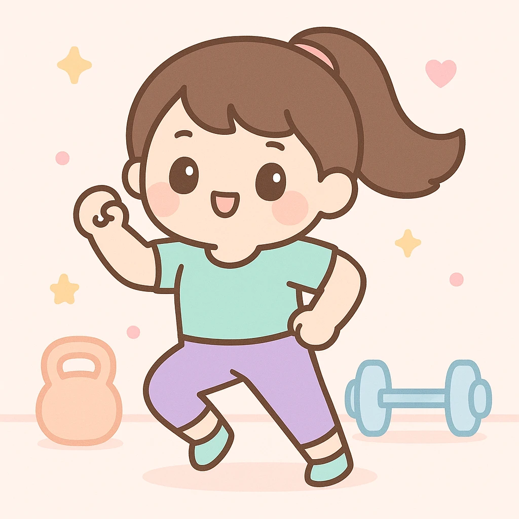 Asian woman doing a routine workout, energetic, fitness attire, gym background emoji