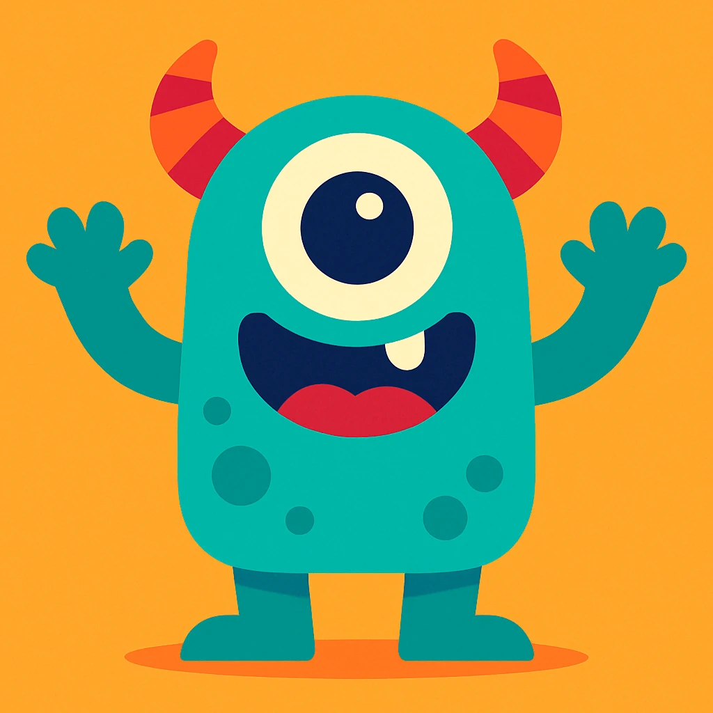 cartoon monster with one eye, vibrant colors, playful style emoji