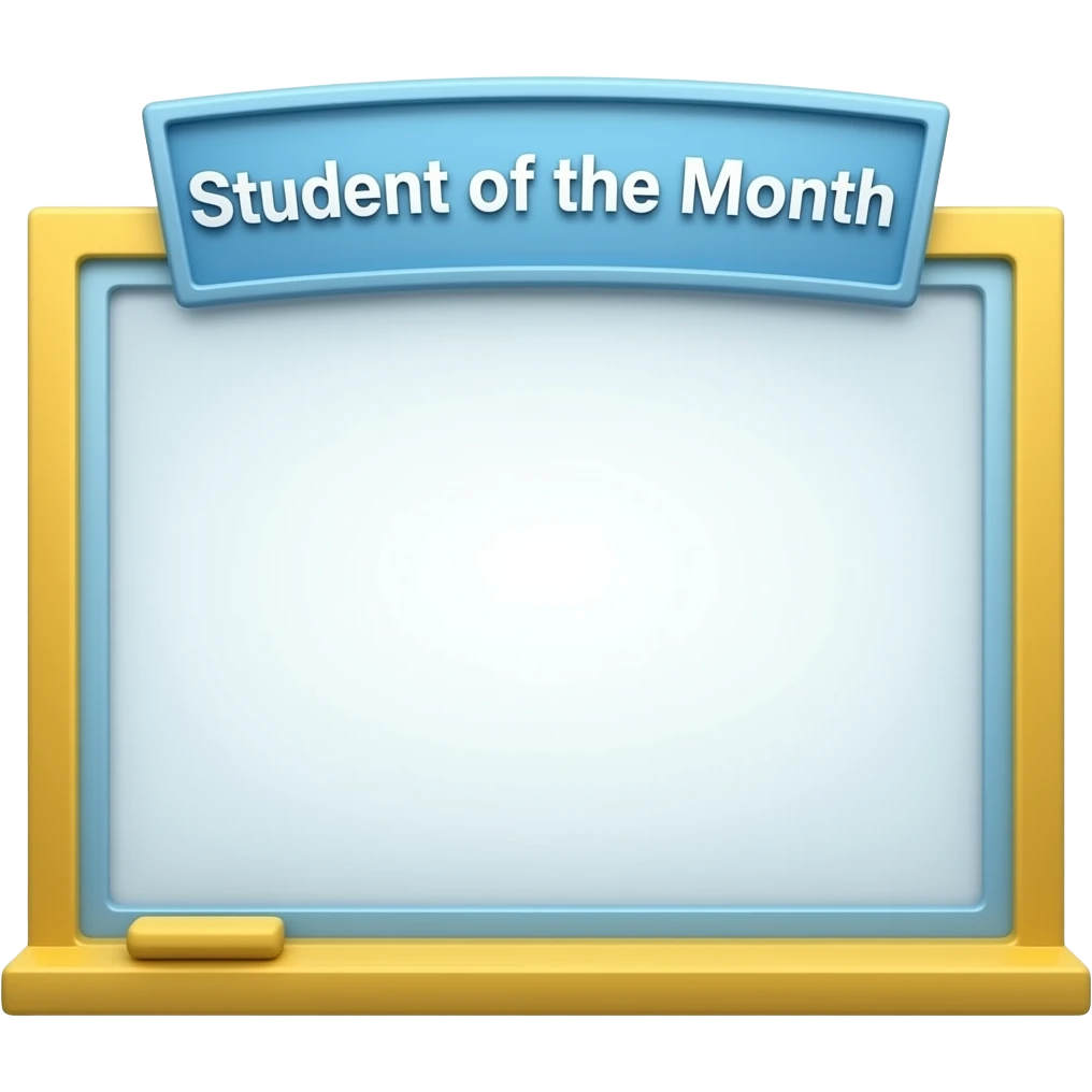 soft blue yellow school frame with  “Student of the Month” on top, transparent background inspired by barbie colour pallete emoji