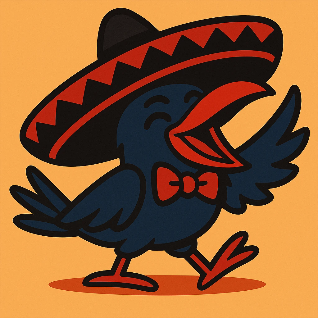 Change the sombrero to black and red, keep the cartoon festive look. emoji