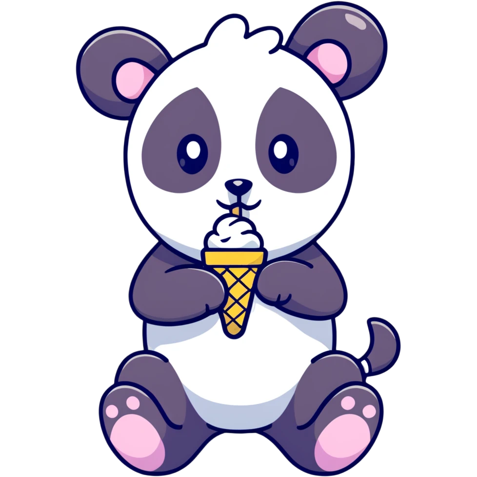 Panda eating ice cream emoji