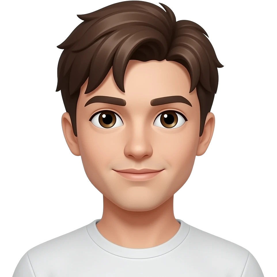 Ragazzo carnagione chiara capelli marroni con il ciuffo emoji