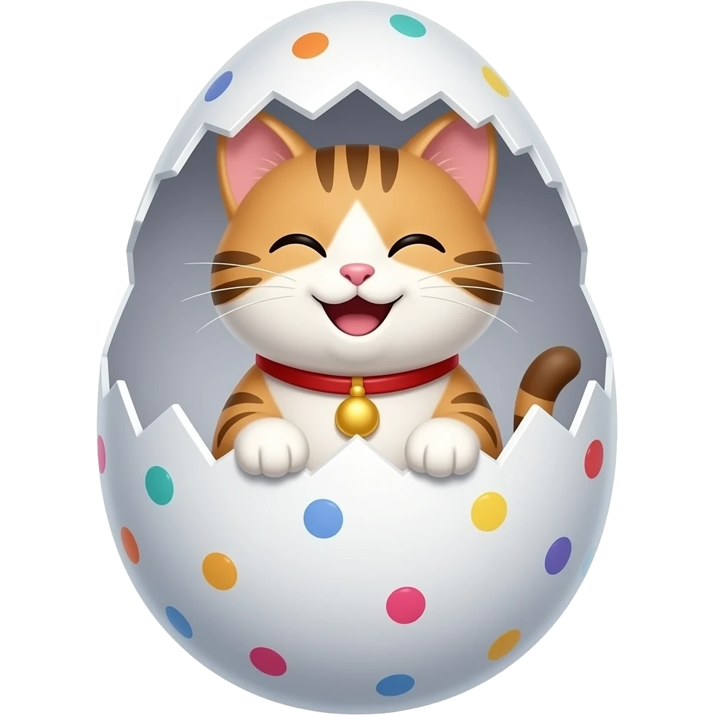 a happy cat in a confetti egg emoji