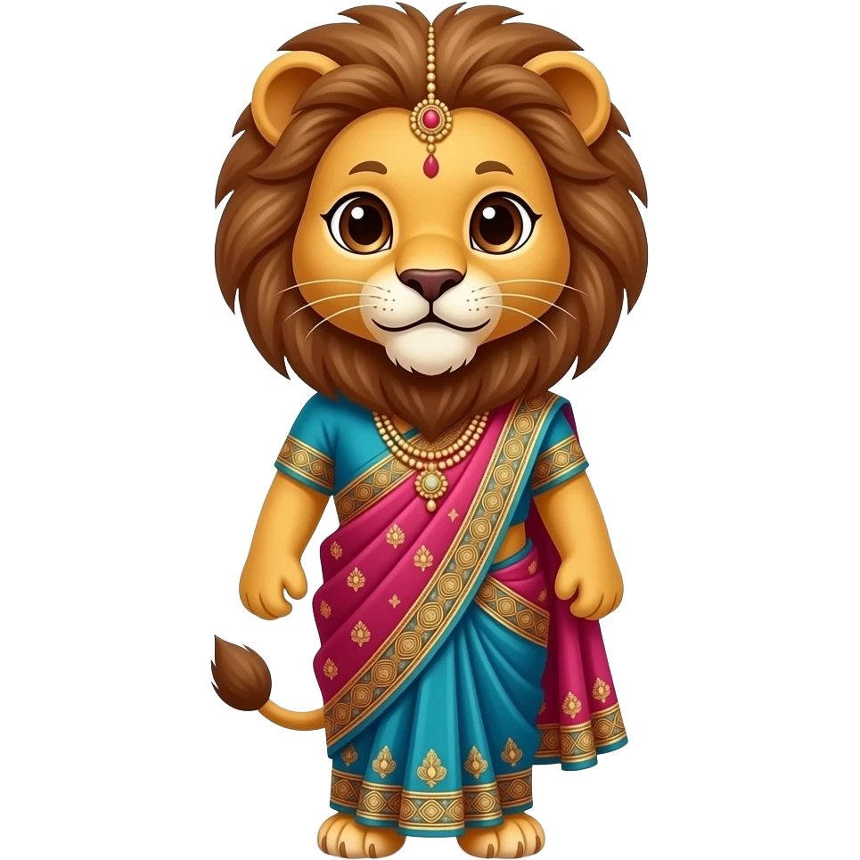 Cute lioness in saree emoji