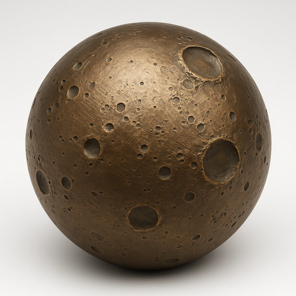 bronze Mars with craters, shiny, no text emoji