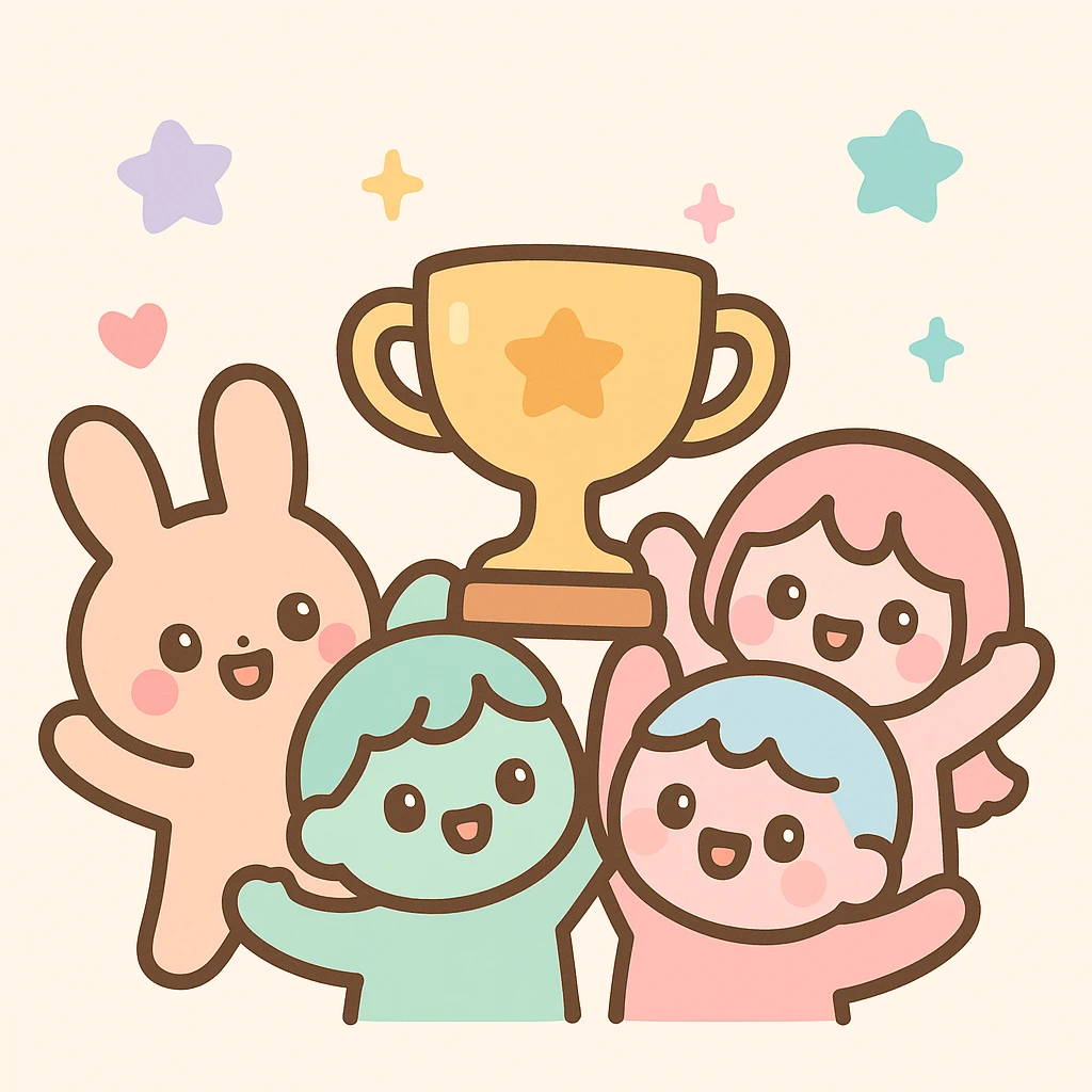 team celebrating with trophy emoji