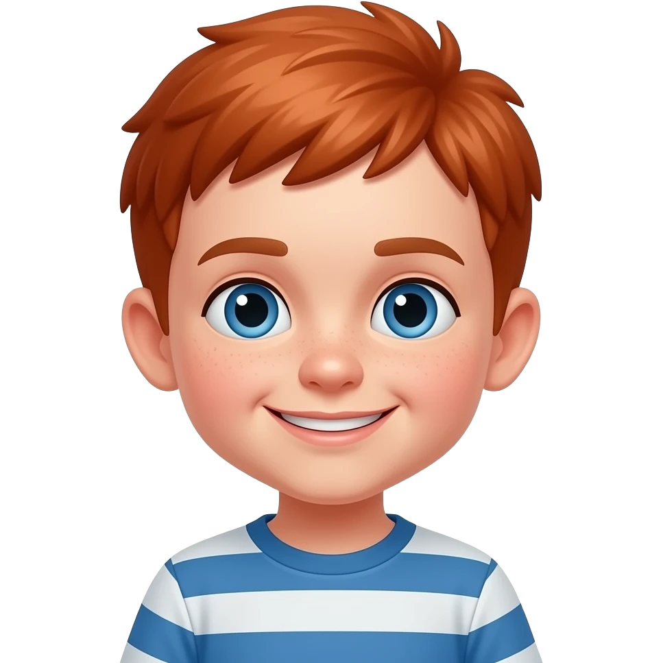 a 5 year old boy with red hair smirking emoji