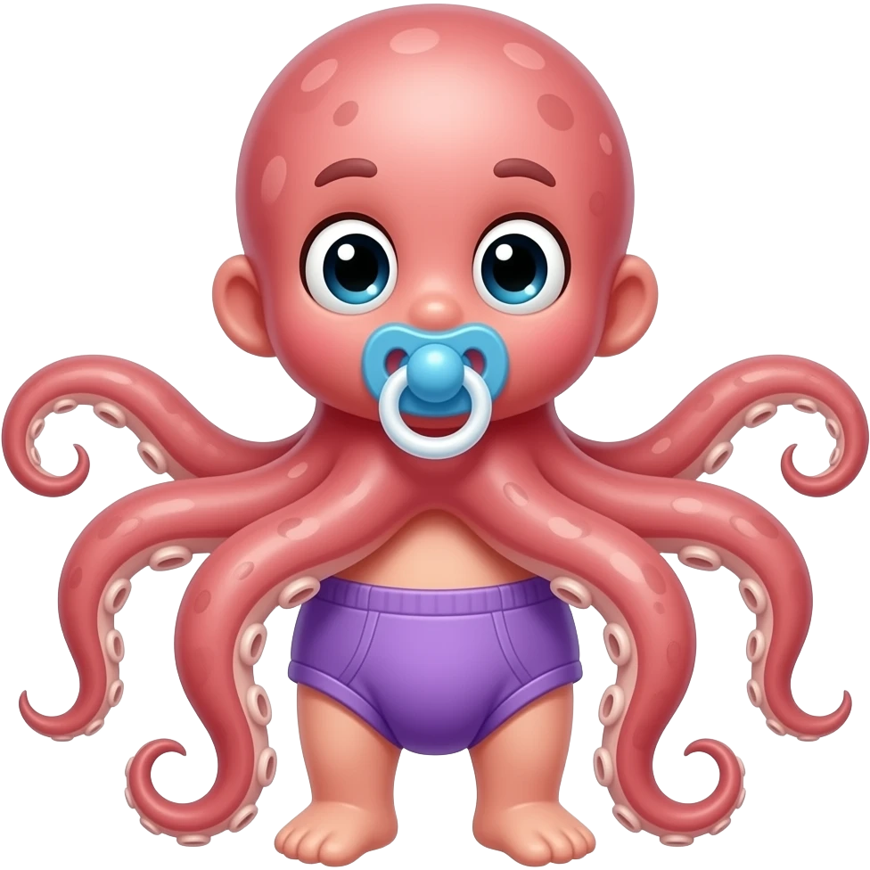 Octopus wearing purple diaper and sucking on pacifier emoji