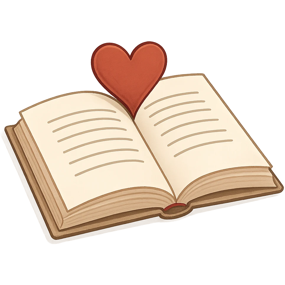 romantic book with heart-shaped bookmark emoji