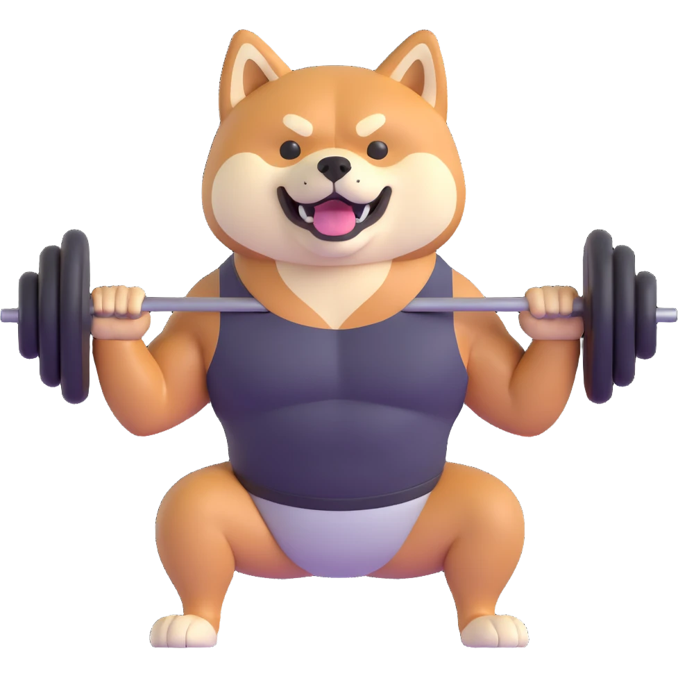 shiba inu lifting weights emoji
