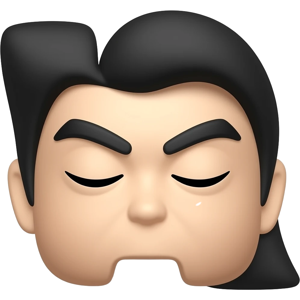 Minimalist chinese head with very closed eyes (in a n shape) emoji