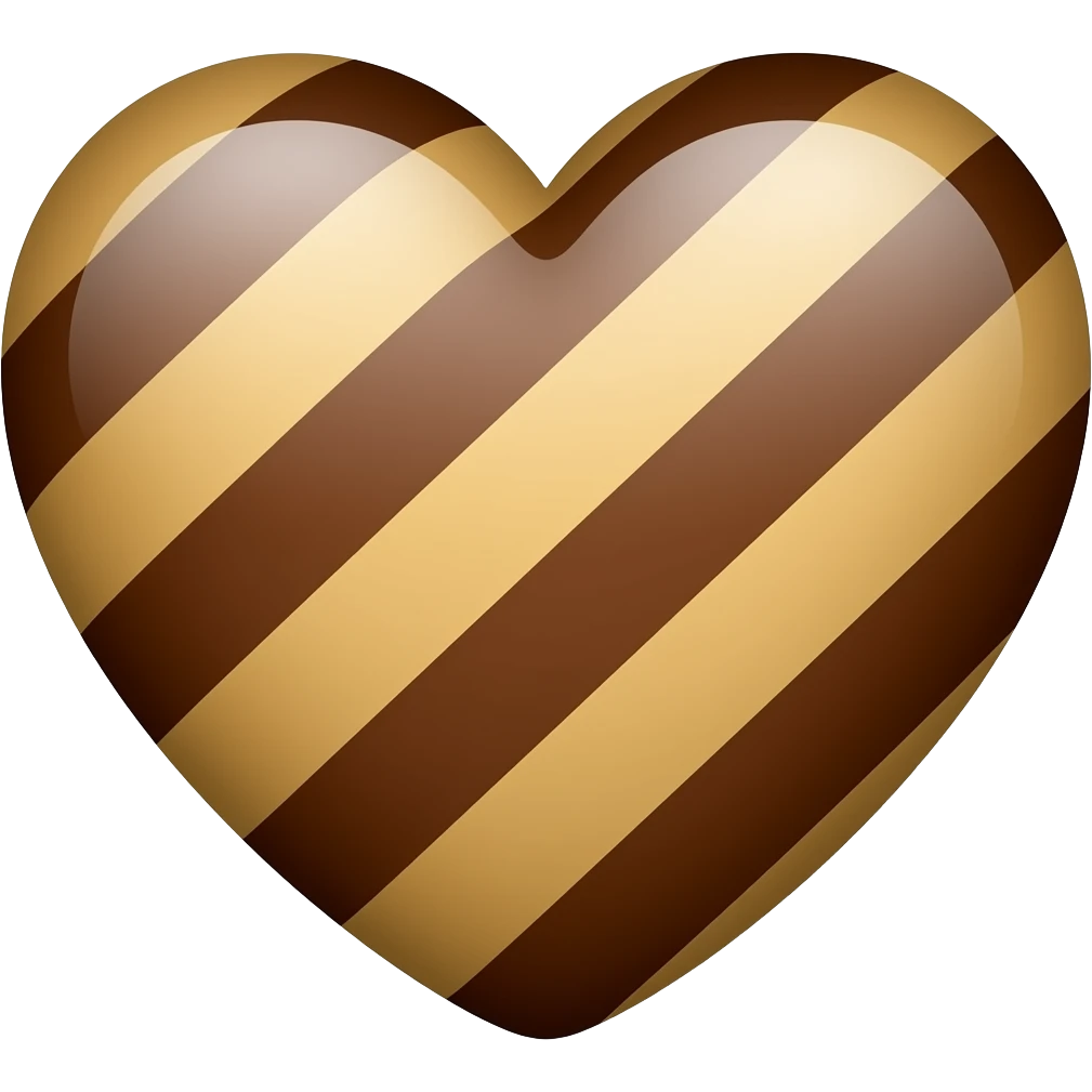 A heart striped with light brown and dark brown emoji