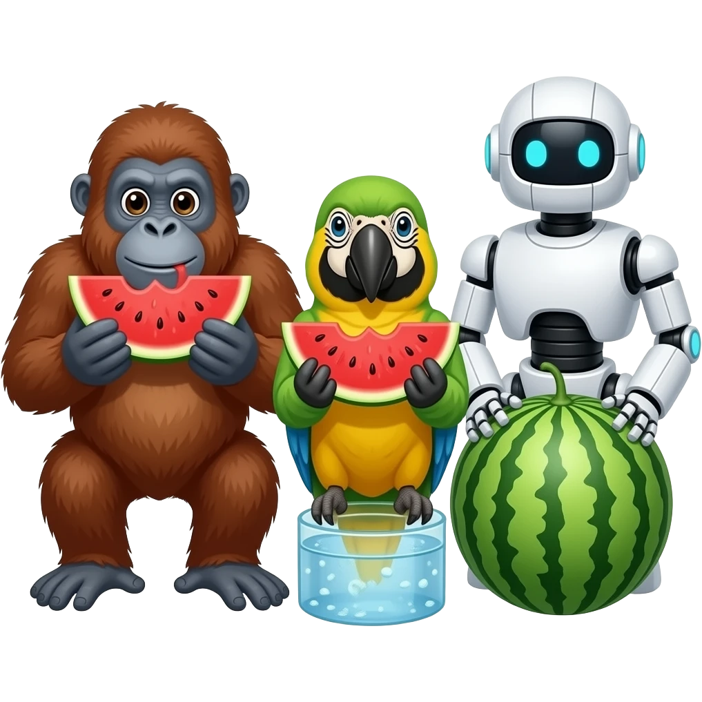 🦧🦜🤖😋😋🤤🍉🍉🍉 Mmm watermelon emoji