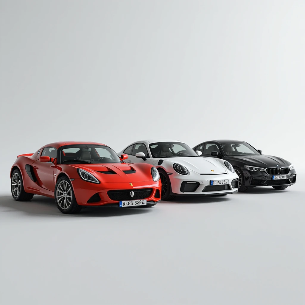 four cars together in one image, photorealistic style emoji