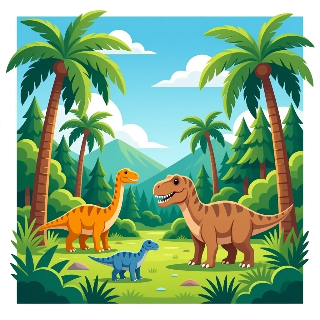 un paisaje jurassico animales del bosque emoji