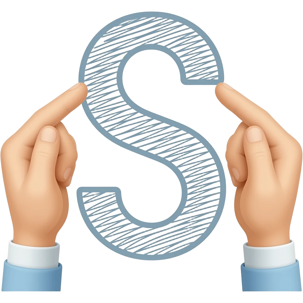 Two hands drawing S emoji