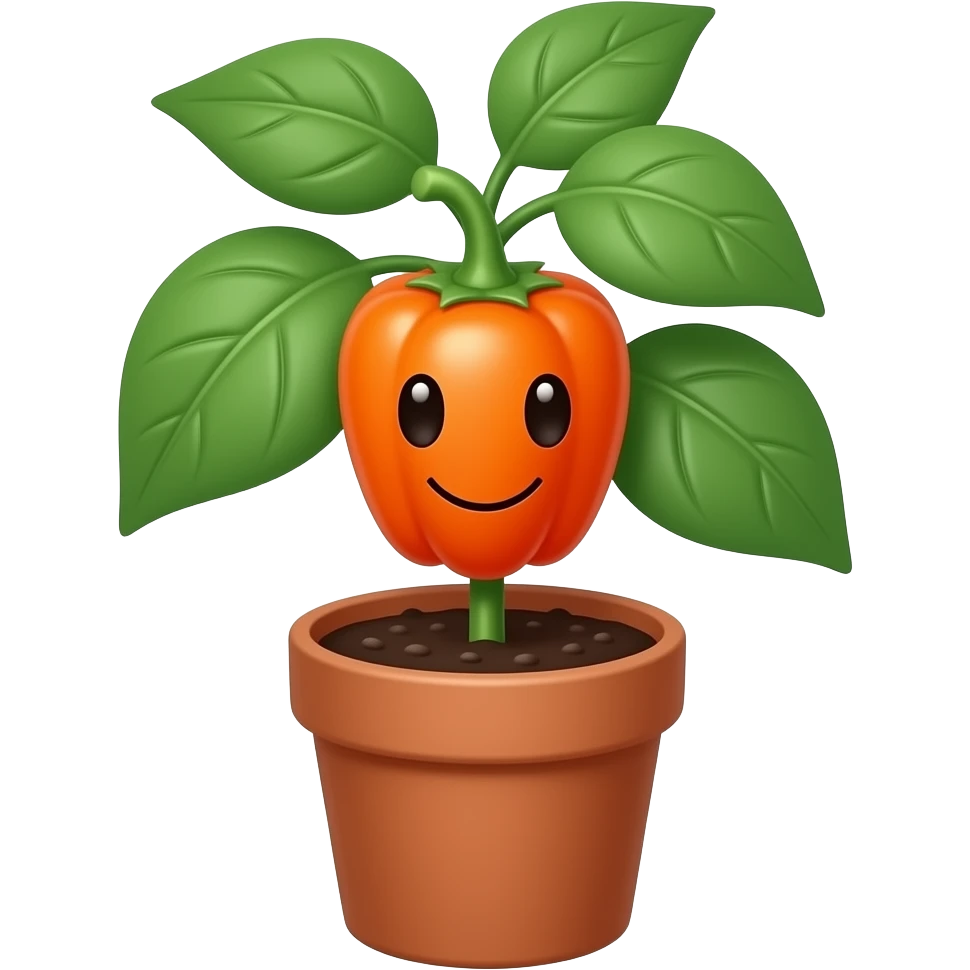 a laughing orange habanero plant in a pot emoji