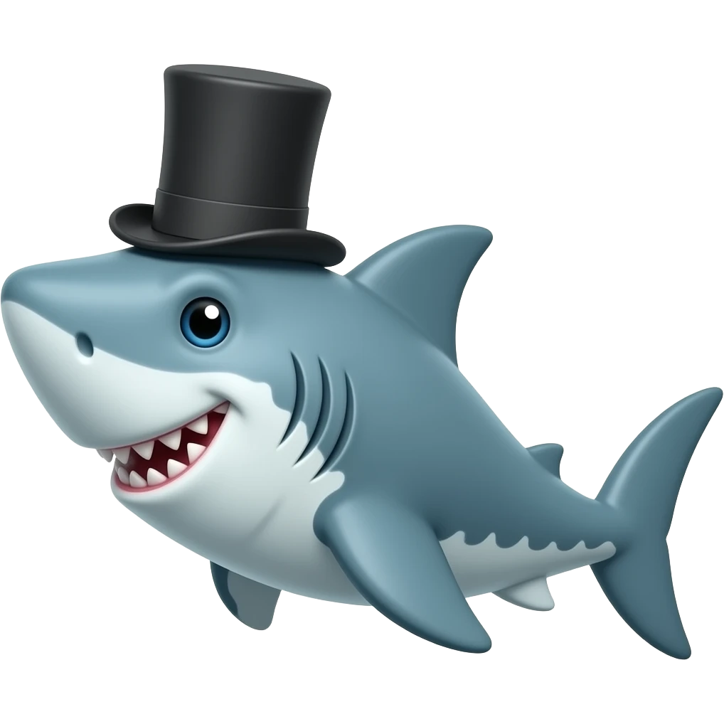 Shark with a top hat emoji