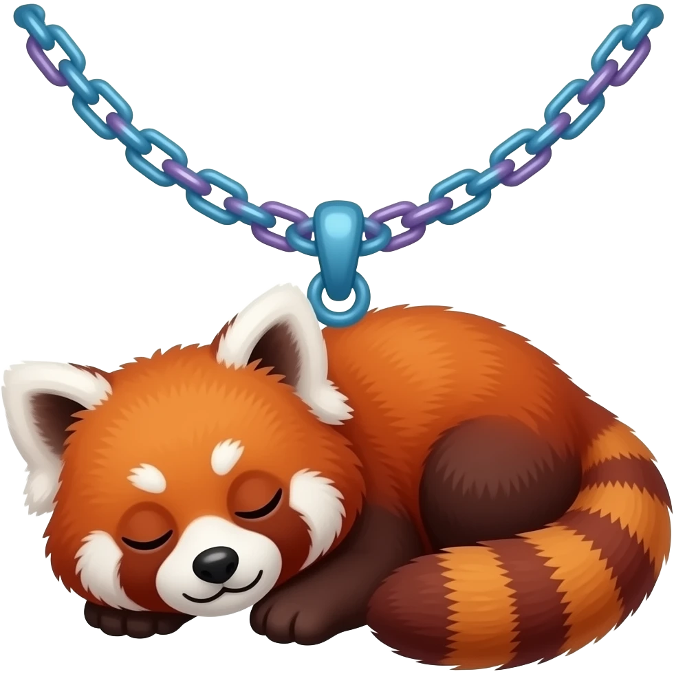 Red panda necklace blue and purple cute sleeping peandant emoji