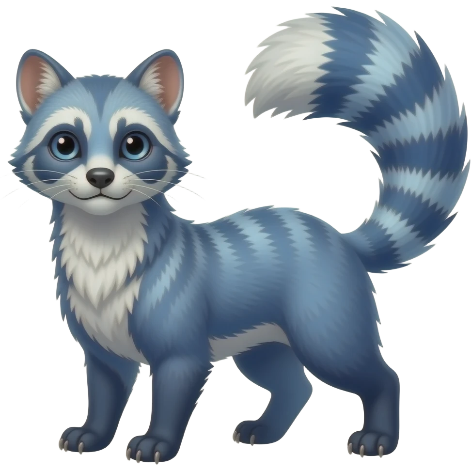Blue civet-Felid-mustelid-creature-hybrid, full body emoji