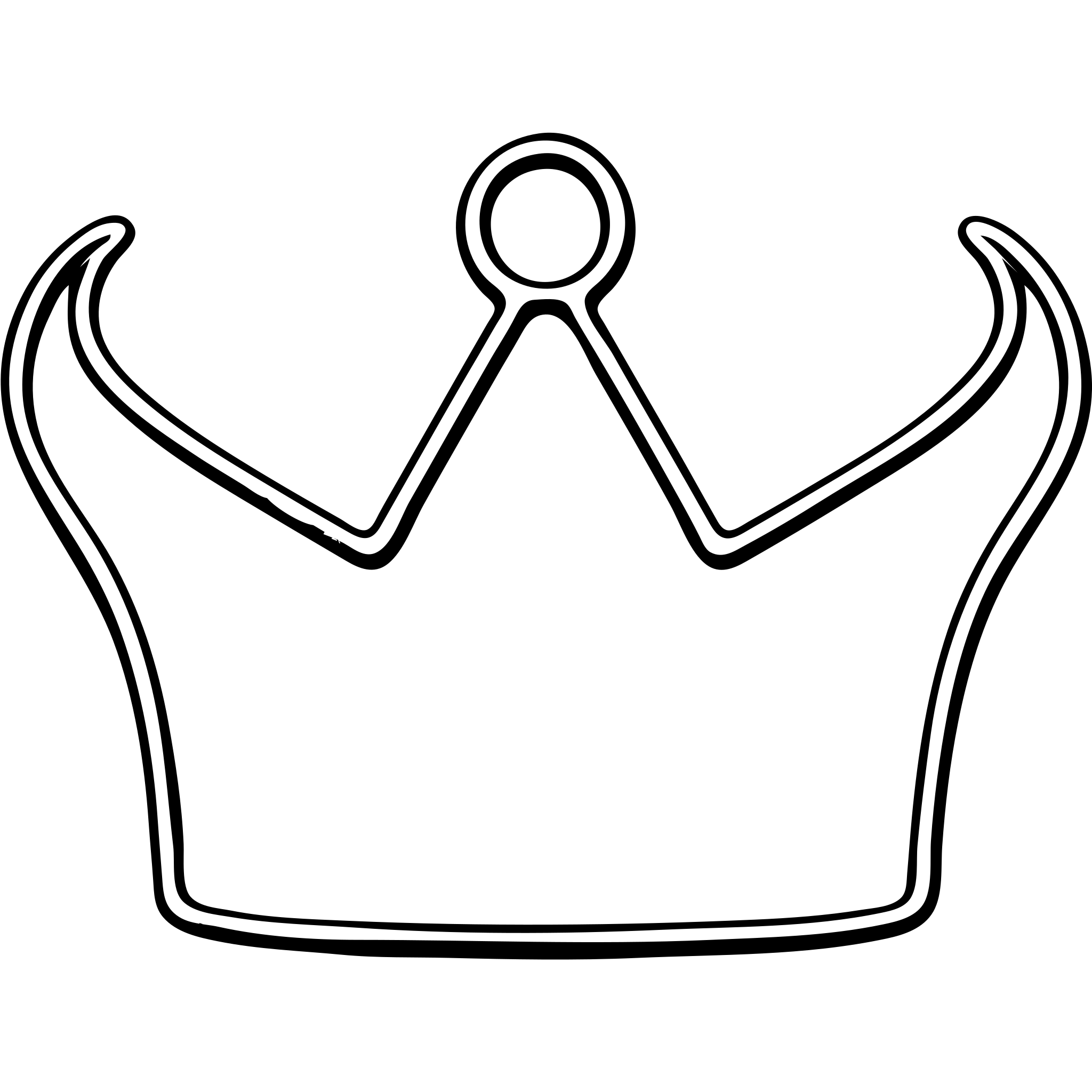 Apply a metallic effect to the crown, making it look shiny and dimensional, in the outlined icon style with no background. emoji