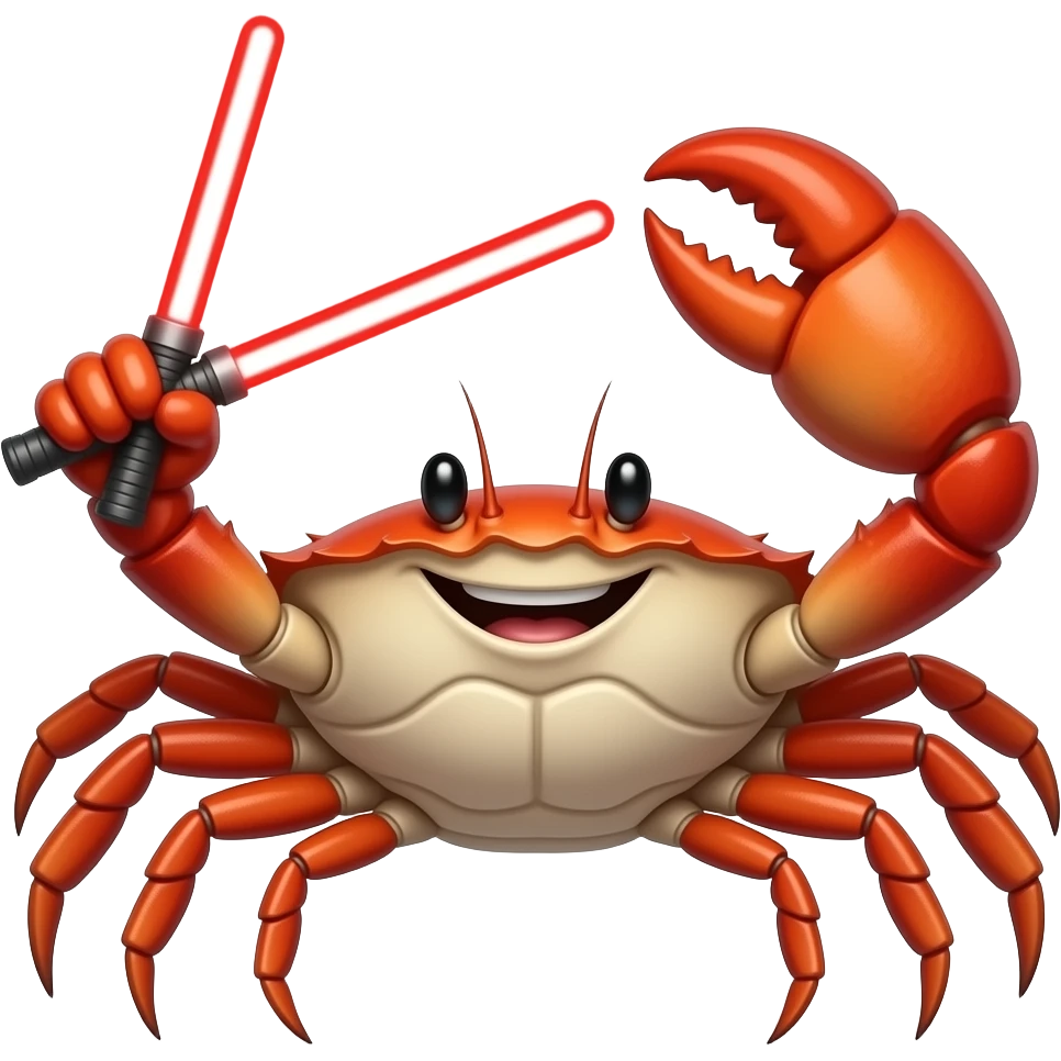 Crab with double bladed red lightsaber emoji