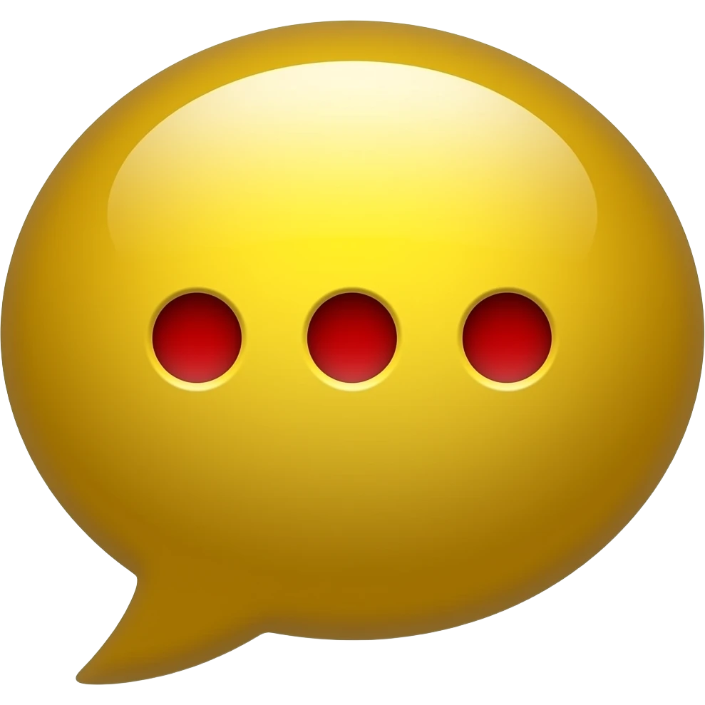 a golden baloon speech with a red slim plus (+) and three points (...) inside emoji