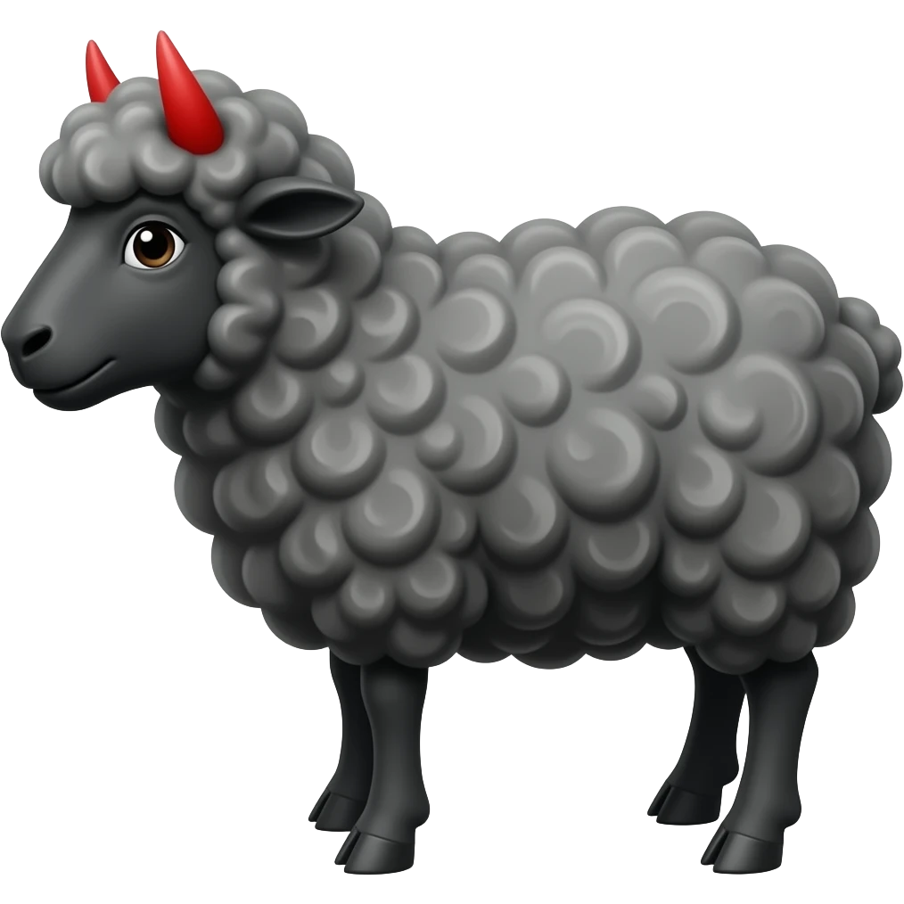 Black sheep with red horns emoji