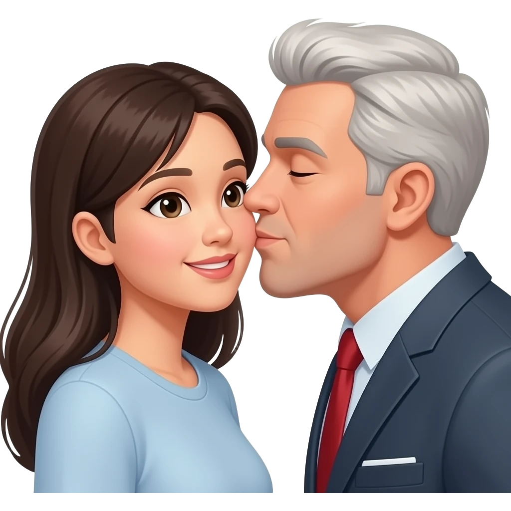 American white man bald man kissing Asian women emoji