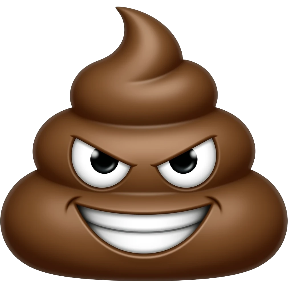 pile of poop with mean face emoji