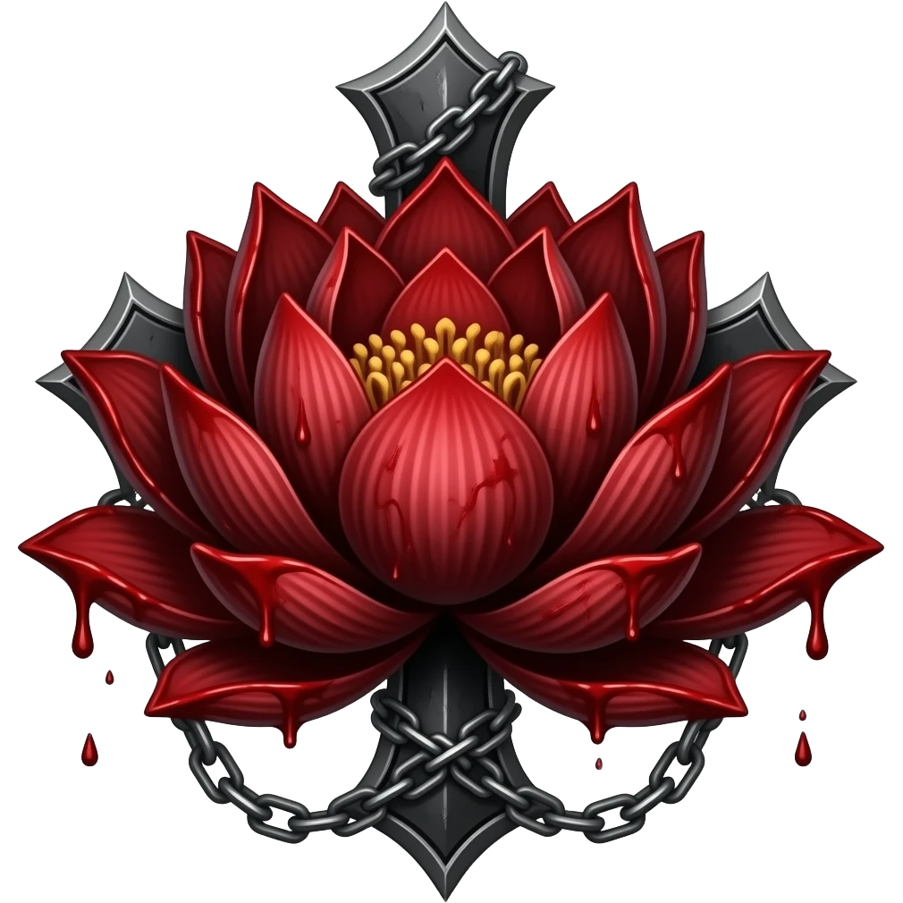 blood lotus & cross, gothic, dark, more blood, chains emoji