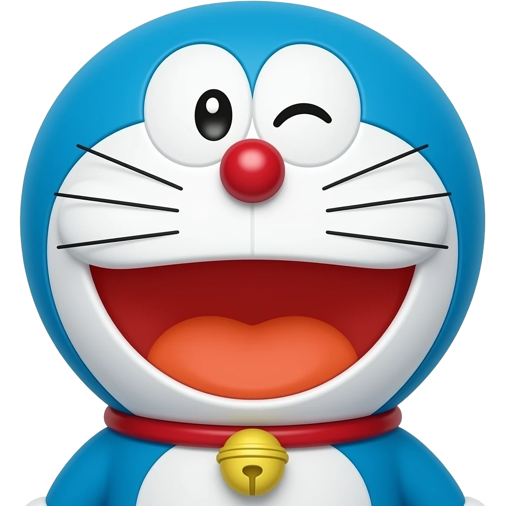 doraemon wink and big smile emoji