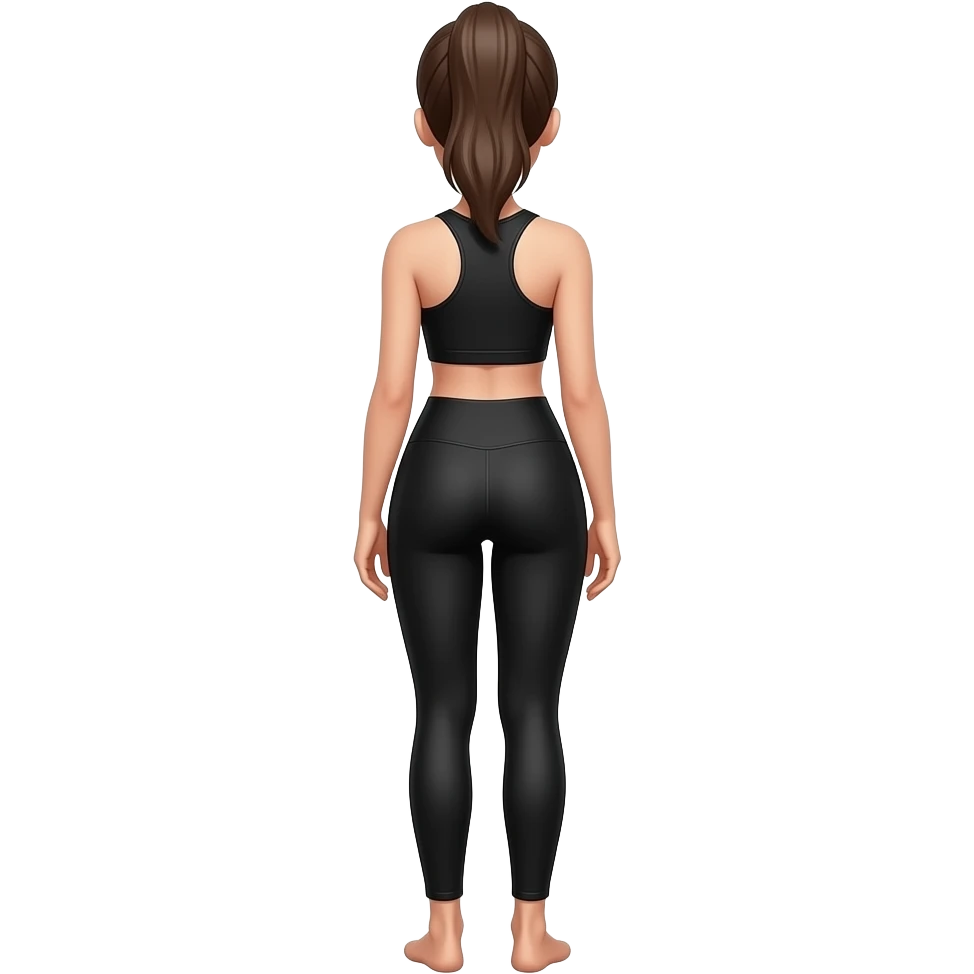 girl with high waisted black yoga pants full body turn back to the screen emoji